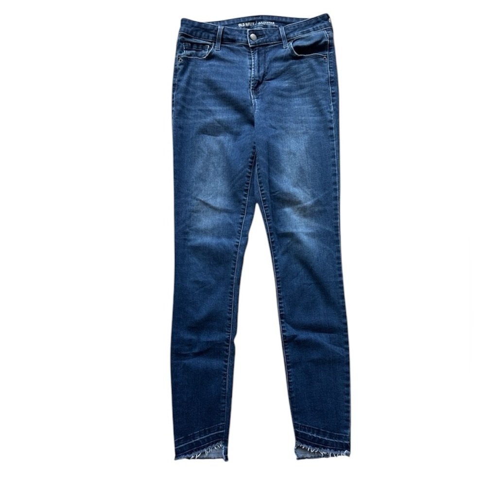 Old Navy Rockstar Blue Skinny Jeans with Contrast Hem Size 6 Tall 29 in inseam
